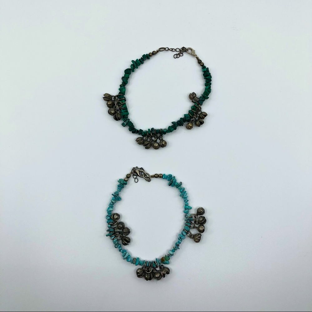 Malachite and Turquoise anklets